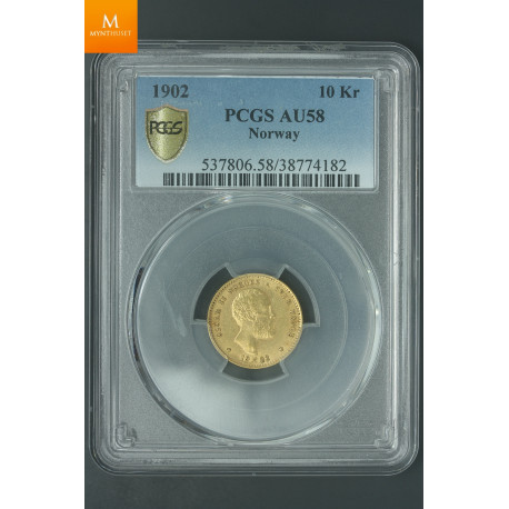 10 kroner 1902 kvalitet 1+/01, NGC AU58