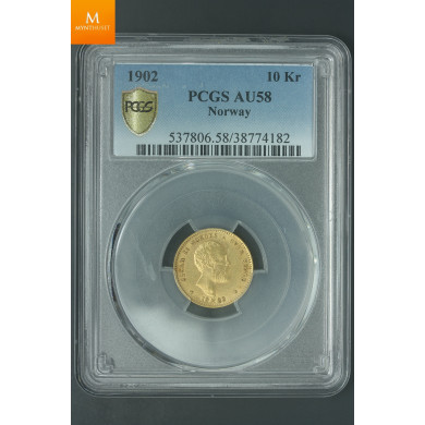 10 kroner 1902 kvalitet 1+/01, NGC AU58