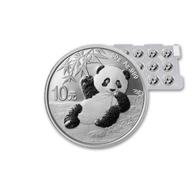 Kina 2020 10 Yuan Panda kvalitet BU i kapsel 30 gram 999 sølv
