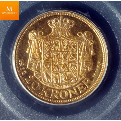 Denmark 20 kroner gull 1912 kvalitet sterkt 0/01, PCGS MS66