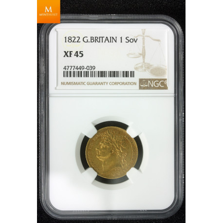 Great Britain 1822 George IV Gold Sovereign kvalitet 1/1+