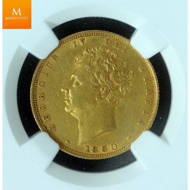 Great Britain 1830 George IV Gold Sovereign kvalitet 1+/01 , NGC AU Details