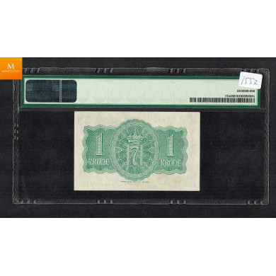 En krone 1942 A London kvalitet 01, PMG AU58