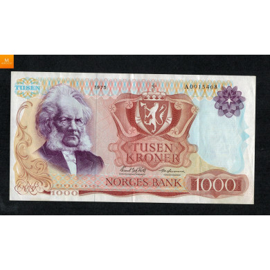 1000 kroner 1975 A kvalitet 1/1+