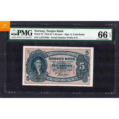 10 kroner 1929 L kvalitet 0, PMG MS66 EPQ