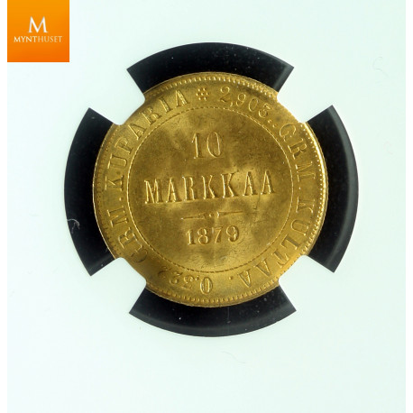 Finland Russia 10 Markkaa 1879 S kvalitet 0/01, NGC MS65