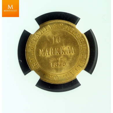 Finland Russia 10 Markkaa 1879 S kvalitet 0/01, NGC MS65