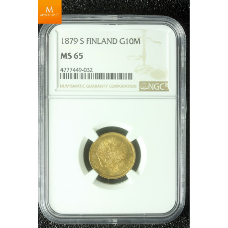 Finland Russia 10 Markkaa 1879 S kvalitet 0/01, NGC MS65