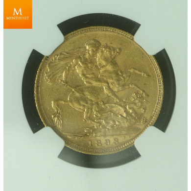 Australia 1 sovereign 1893 S kvalitet 1+/01 , NGC AU53