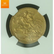Australia 1 sovereign 1893 S kvalitet 1+/01 , NGC AU53