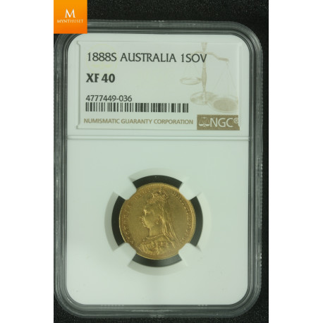Australia 1 sovereign 1888 S kvalitet 1+, NGC XF40