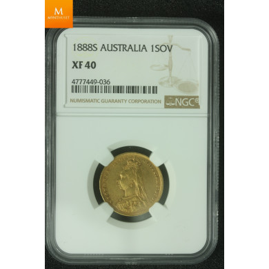 Australia 1 sovereign 1888 S kvalitet 1+, NGC XF40