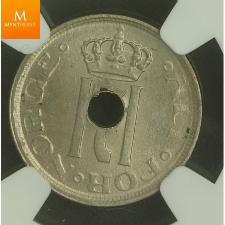 25 øre 1923 med hull kvalitet 0, NGC MS64