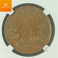 5 øre 1907 kvalitet 0, NGC MS64 BN