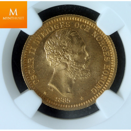 Sweden 20 kronor 1885 EB kvalitet 0/01, NGC MS65