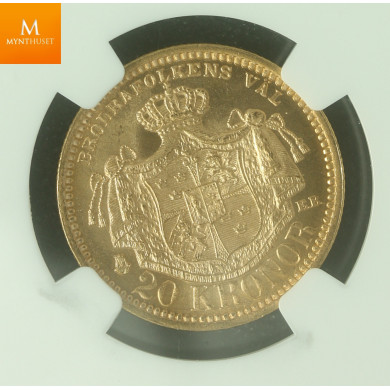 Sweden 20 kronor 1885 EB kvalitet 0/01, NGC MS65