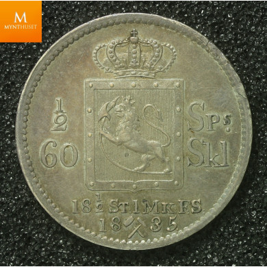 1835 Speciedaler Carl XIV. Johan, 1+/01 Ex OMG