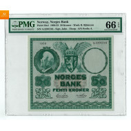 50 kroner 1950 A kvalitet 0, PMG MS66 EPQ