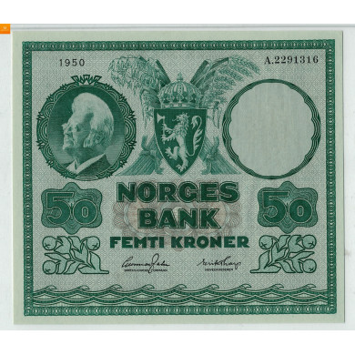 50 kroner 1950 A kvalitet 0, PMG MS66 EPQ