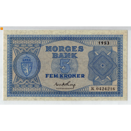 5 kroner 1953 K kvalitet 0, PMG MS66 EPQ