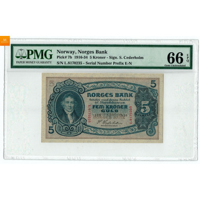 5 krone 1930 kvalitet 0, PMG MS66 EPQ