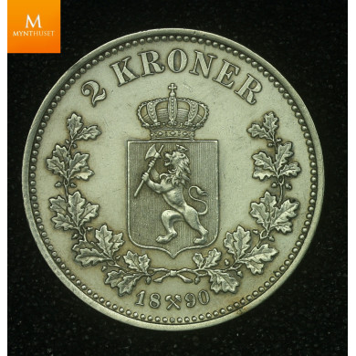 2 kroner 1890 kvalitet 1+/01 renset