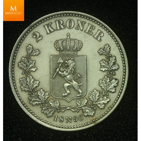 2 kroner 1890 kvalitet 1+/01 renset