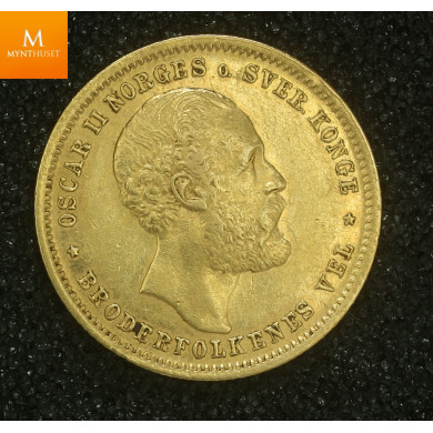 20 kroner 1877 kvalitet 1+/01