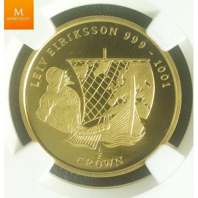 Isle of Man Gold Leiv Eiriksson 1997 - 1/2 oz gull kvalitet proof, NGC PF69