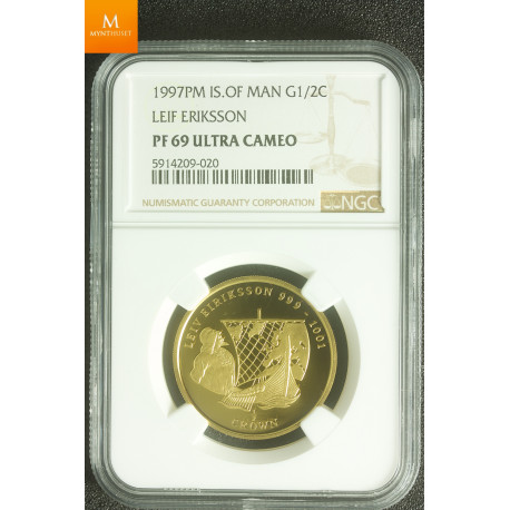 Isle of Man Gold Leiv Eiriksson 1997 - 1/2 oz gull kvalitet proof, NGC PF69