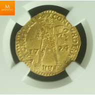 Rundeskatten gull dukat 1724 Utrecht kvalitet 0/01, NGC MS63