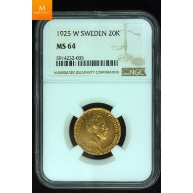 Sweden 20 kronor 1925 NGC MS63