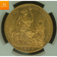 Peru gull 100 Soles 1954 kvalitet 0/01, NGC MS64 Nydelig stor gullmynt