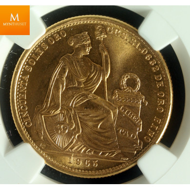 Peru Republic gull 50 Soles 1965 Kvalitet : 0 , NGC MS66
