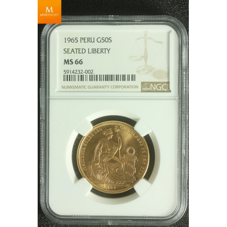 Peru Republic gull 50 Soles 1965 Kvalitet : 0 , NGC MS66