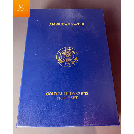 2002 W 4 stk Proof American Gull Eagle Sett (med Box & COA)