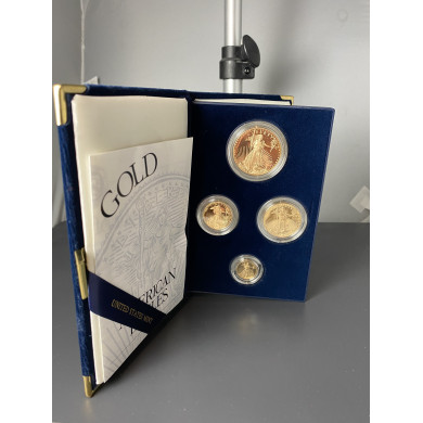 2002 W 4 stk Proof American Gull Eagle Sett (med Box & COA)