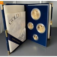 2002 W 4 stk Proof American Gull Eagle Sett (med Box & COA)