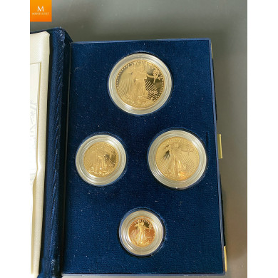 2002 W 4 stk Proof American Gull Eagle Sett (med Box & COA)