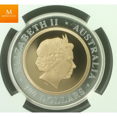 Australia 1999P Bi Metallic Silver and Gold 100 dollar Perth Mint Centennial Kvalitet proof, NGC PF 69 UC