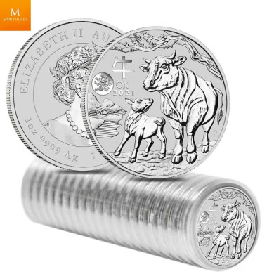 AUSTRALIA 2021 LUNAR SERIES III YEAR OF THE OX DRAGON PRIVY 1 OZ  .9999 Sølv mynt kvalitet BU