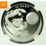 Thailand 50 Baht 2000 Year of the Dragon kvalitet proof, NGC PF69 UC