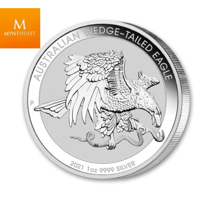 AUSTRALIA 2021 WEDGE TAILED EAGLE 1 OZ  .9999 Søllv mynt i kvalitet BU