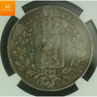 1/2 Speciedaler 1862 kvalitet 1+ , NGC AU53