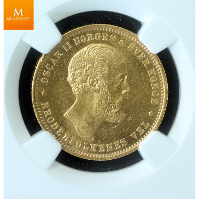 20 kroner/ 5 sp 1874 kvalitet 0/01 NGC MS64