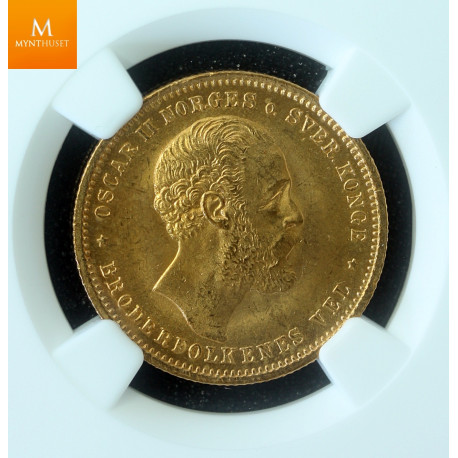 20 kroner/5 SP 1875 kvalitet 0/01, NGC MS66