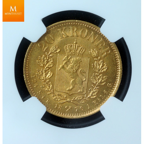 20 kroner 1876 kvalitet 0/01, NGC MS66