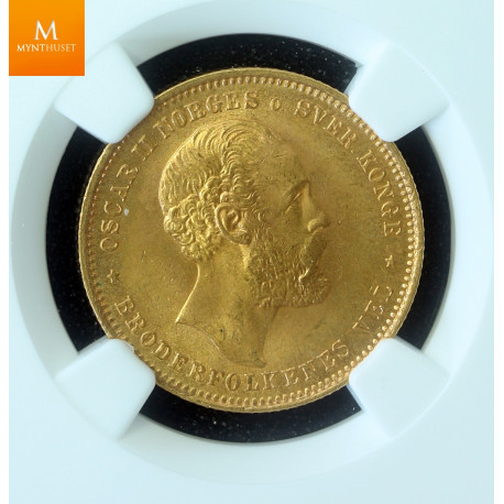 20 kroner 1876 kvalitet 0/01, NGC MS66