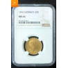 20 kroner 1876 kvalitet 0/01, NGC MS66