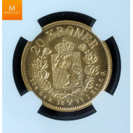 20 kroner 1879 kvalitet 0/01, NGC MS65
